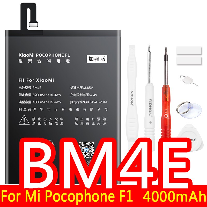 NOHON Battery For Xiaomi Mi 8 9 Lite SE 9T Pro 10 POCOPHONE F1 F2 Pro CC9 CC9E A3 5X 6X Replacement Bateria BM3J BM3E BM3L BM3M: BM4E