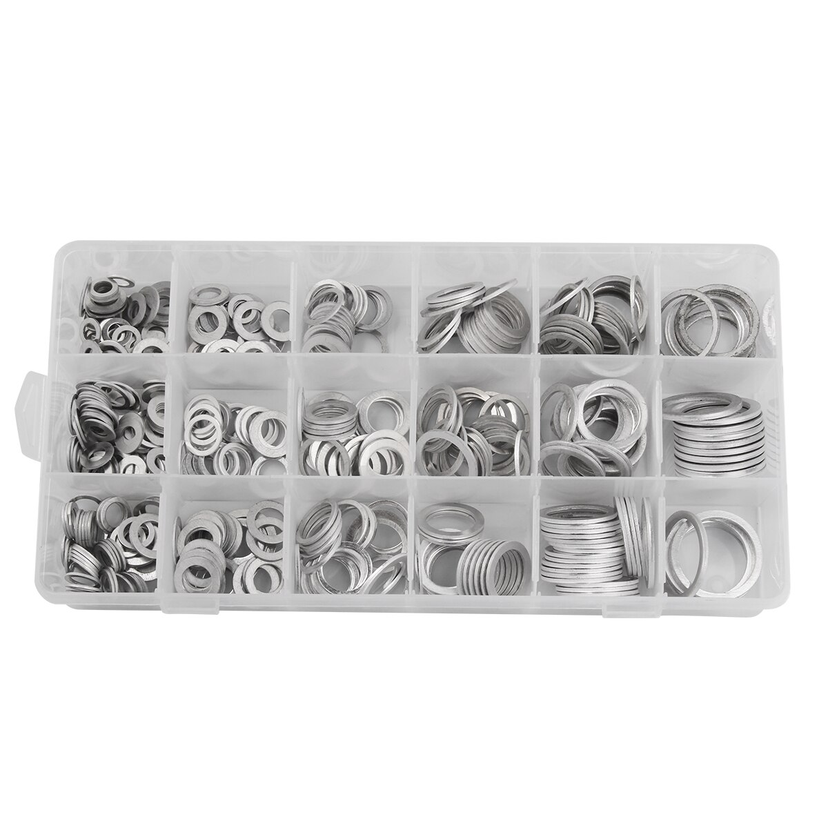 450pc pakninger skiver pakning aluminium flat metall skive pakning assortert aluminium tetningsringer sett