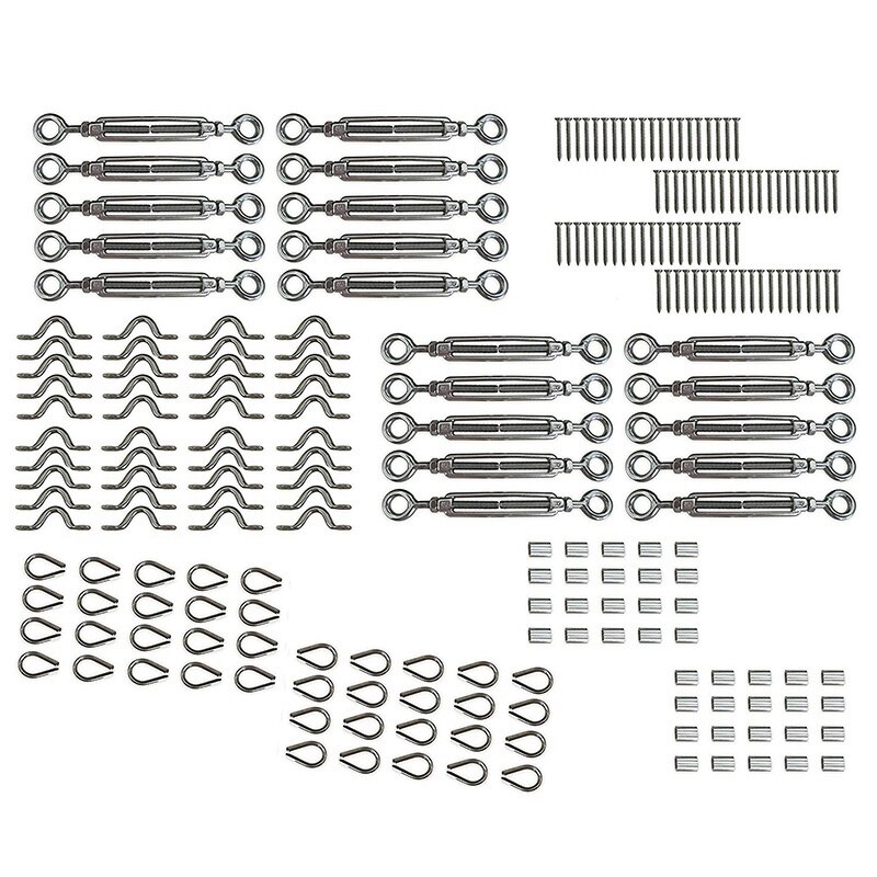20 Pack Heavy Duty Rvs Kabel Reling Kits Voor Hout Berichten, diy Balustrade Kit Met Kaak Swage Vork Turnbuckle Ck01: Default Title