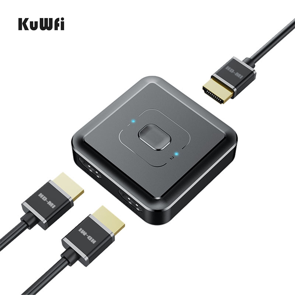 KuWFi 4K Two-Way HDMI Splitter 1x2/2x1 HDMI Bidirectional Switcher for Laptop PS4/Xbox Projector/ Sharing Monitor Plug and Play
