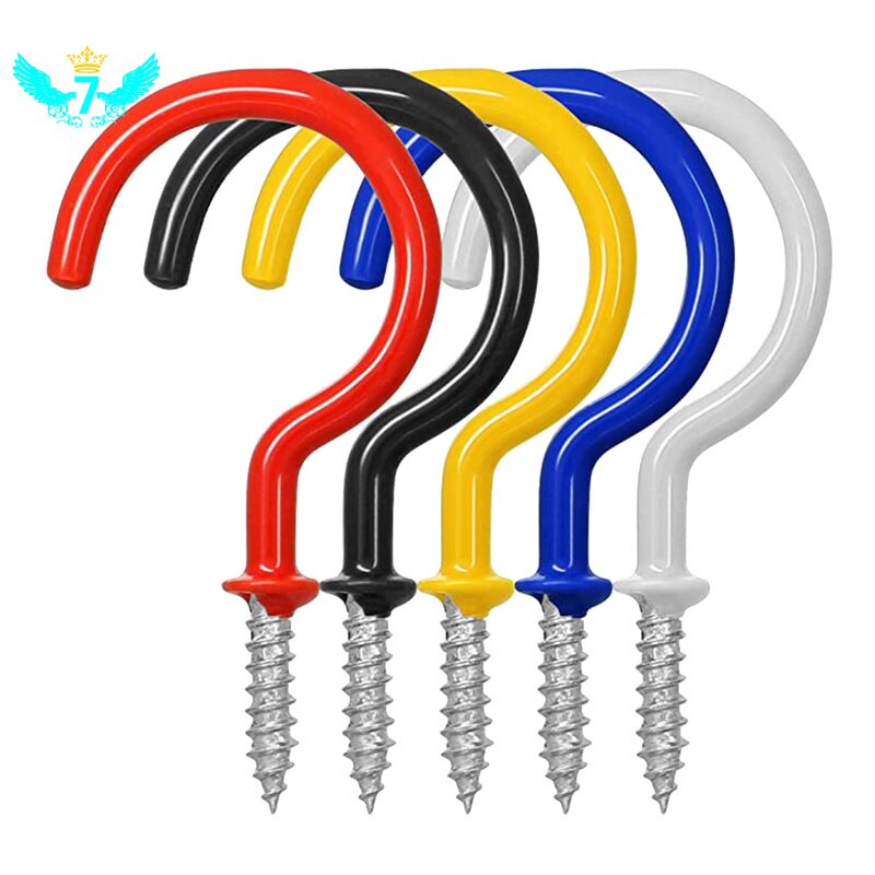 5 stuks 2.9 " bekerhaak plafondhaken fijne goede vinyl gecoate schroefhanger voor binnen- en buitengebruik plafondhaak draaibare haken tob