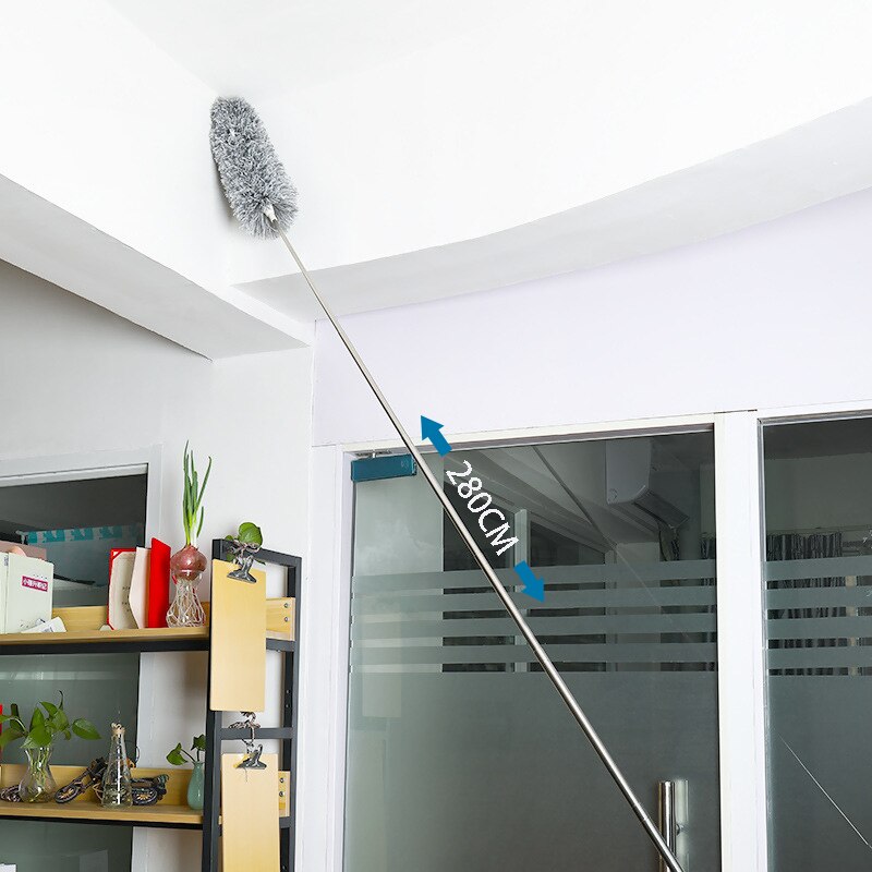 Plumero largo retráctil de plumas, plumero estático de microfibra flexible, limpieza de huecos, telaraña de techo, herramienta de limpieza del hogar