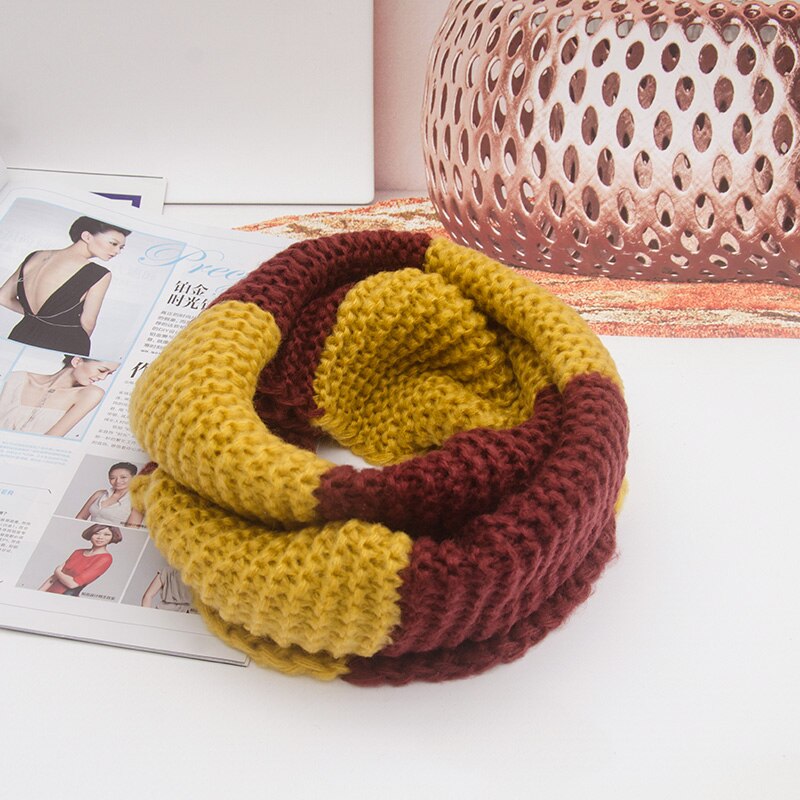 Snoodd Scarf Knitted Winter Warm Infinity Women Ring Scarf Color Matching Soft Neck Loop Circle Foulard Femme: color3
