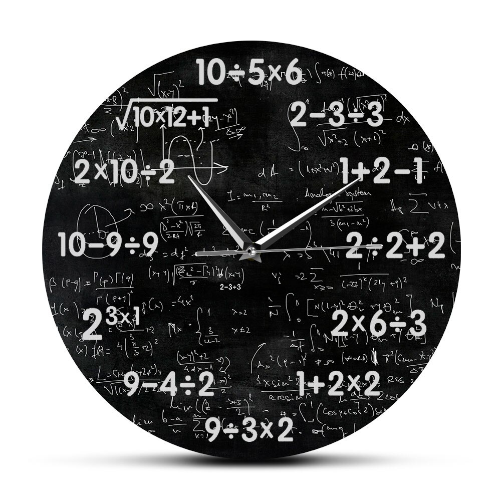Math Class Black Chalkboard Silent Wall Clock Mathematics Classroom Wall Sign Math Equations Wall Watch Math Nerd Teacher: No Frame
