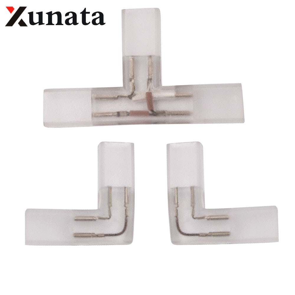 2 pin L forma de T Conector de esquina enchufe central con aguja de cobre para 110V 220V LED de 5050 de 3014, 2835 color Dropshopping