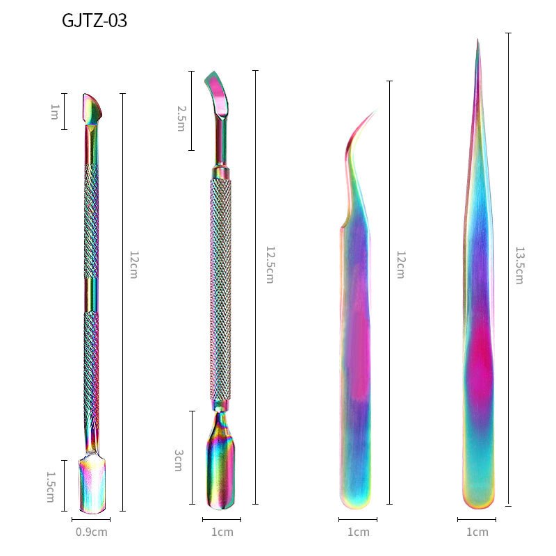 4pcs Dead Skin Remover Set Double-ended Cuticle Push Nail Polish Clean Care Tool Tweezers Pedicure Manicure Stainless Steel Set