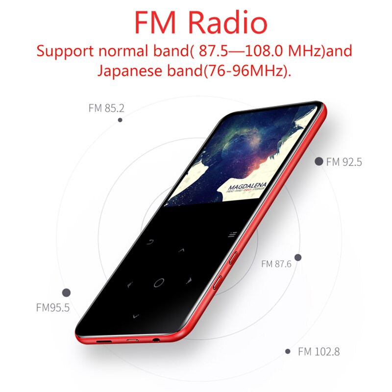 Novo c6 bluetooth5.0 hd mp3 player 2.4 polegada bulit-in alto-falante com rádio fm gravação de vídeo portátil magro som lossless walkman