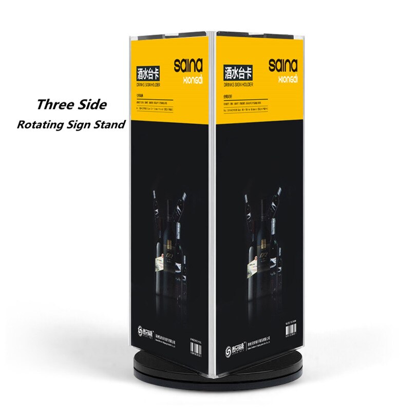 360 Degrees Rotating Three Sides Plastic Acrylic Table Menu Paper Card Sign Holder Display Stands In Advertising Frame