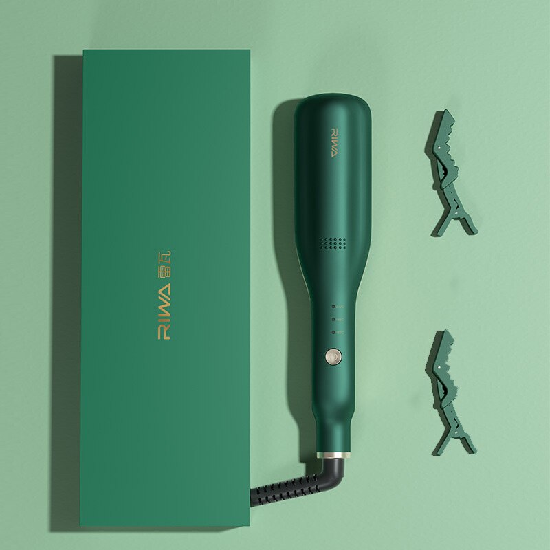 RIWA Portable Hair Wand Wavers Curler Corn Whisker Hair Curling Iron Fluffy Splint Hair Straightener Styling Tools: Green / UK