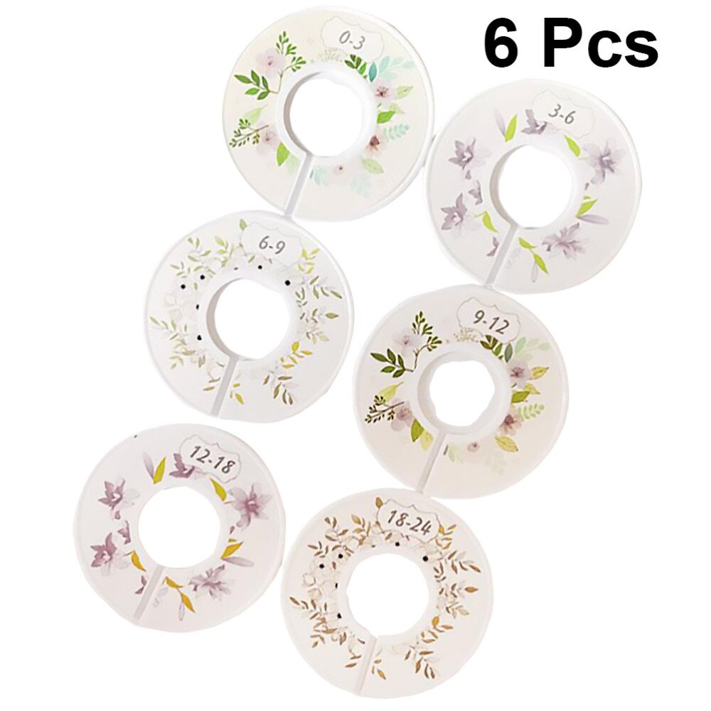 6pcs Baby Clothes Size Dividers Round Plastic Clothing Hanger Separation Circle Size Buckles for Wardrobe Shopping Mall