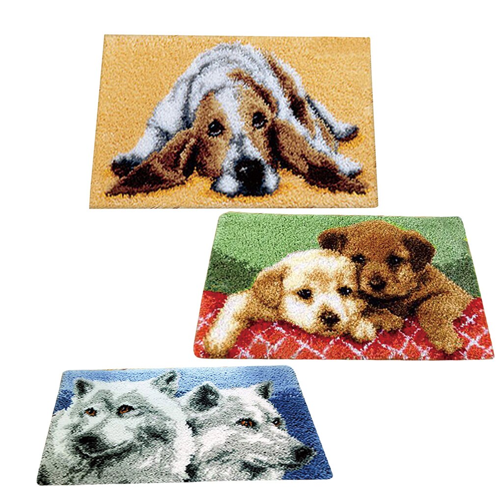 Carpet Latch Hook Rug Kit for Adults Kids Embroidery Animals Cushion 50x30cm