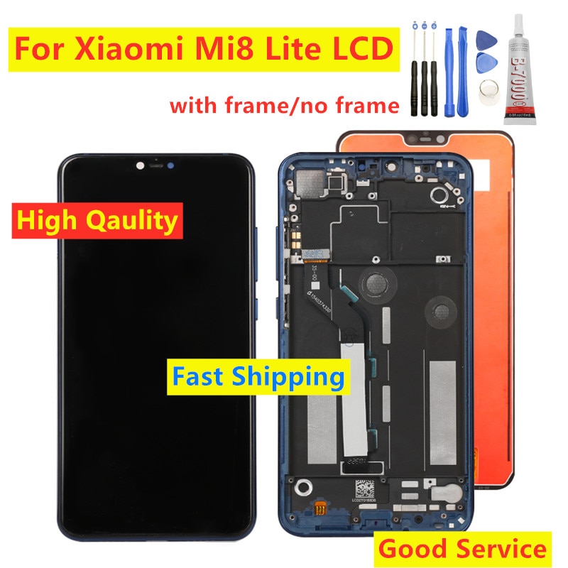 6.26 "Voor Xiaomi Mi 8 Mi8 Lite Lcd Touch Screen Digitizer Vergadering Met Frame 10 Point Touch Vervanging reparatie Onderdelen