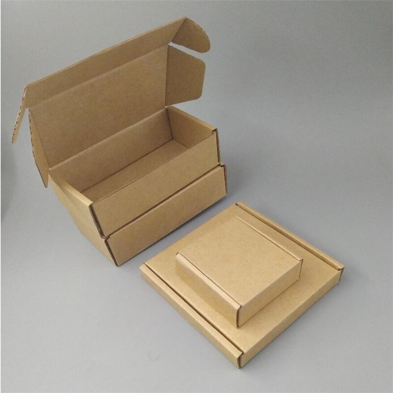 Caja de embalaje para correo postal, embalaje corrugado kraft marrón, 9x9x3cm, sin impresión