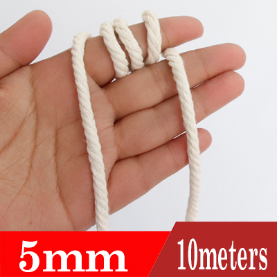1/2/3/4/5/6mm Natural Beige Macrame Rope Twisted String Cotton Cord Craft Cord For Handmade DIY Crafts Home Wedding Decor: 5mm 10meters