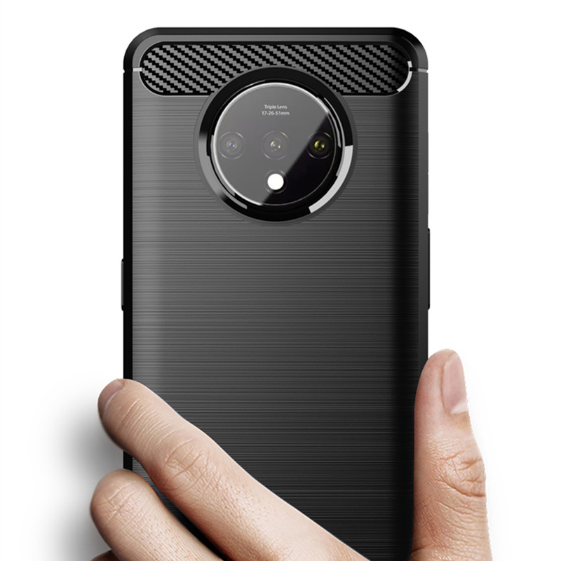 Funda con textura cepillada para 1 + 7t Oneplus 7T, fundas de silicona para Oneplus7t One Plus 7T, funda de teléfono de TPU suave de fibra de carbono de lujo