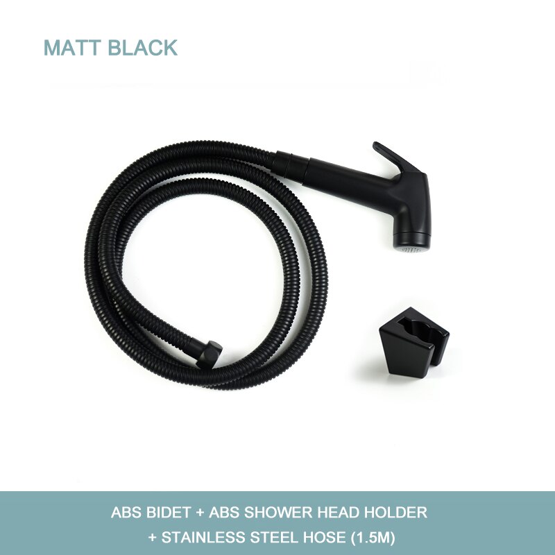 Pulvérisateur de Bidet mural pour toilettes, salle de bain en ABS, ensemble de pulvérisation à main, Douche autonettoyante, pomme de Douche avec tuyau: Black Set SS Hose