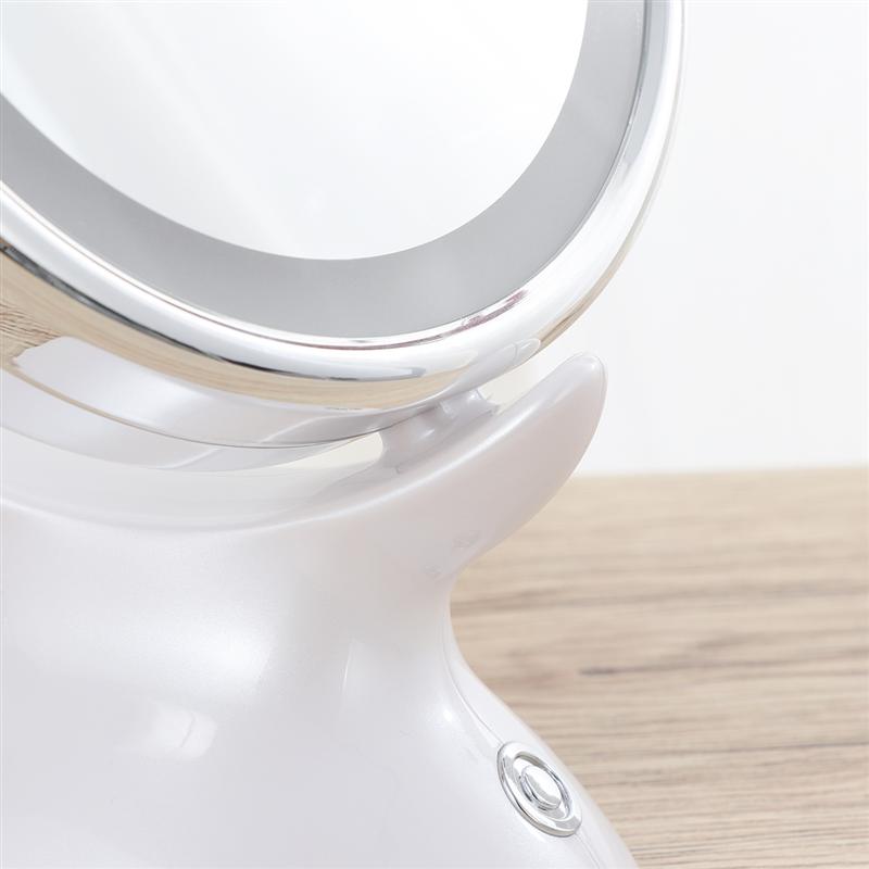 Adjustable 5X Magnification Lighted LED Makeup Mirror Bathroom Vanity Mirror 360 Degree Swivel Double-sided Table Top Mirror