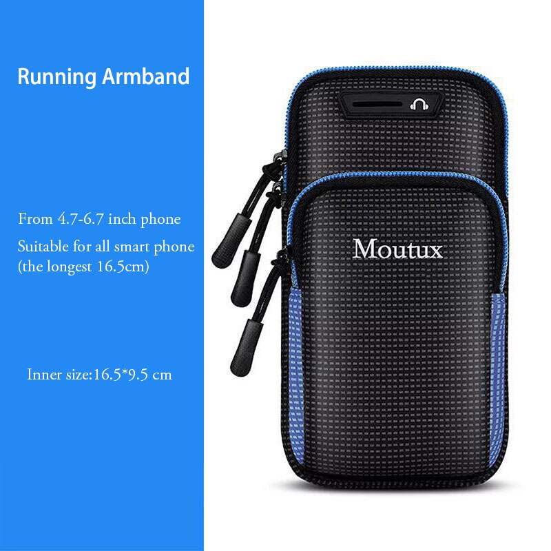 6.7 tommer mobiltelefon armbånd håndholder taske gym udendørs sport løbepose armbånd taske til iphone max 7 plus 8 xiaomi: Blå