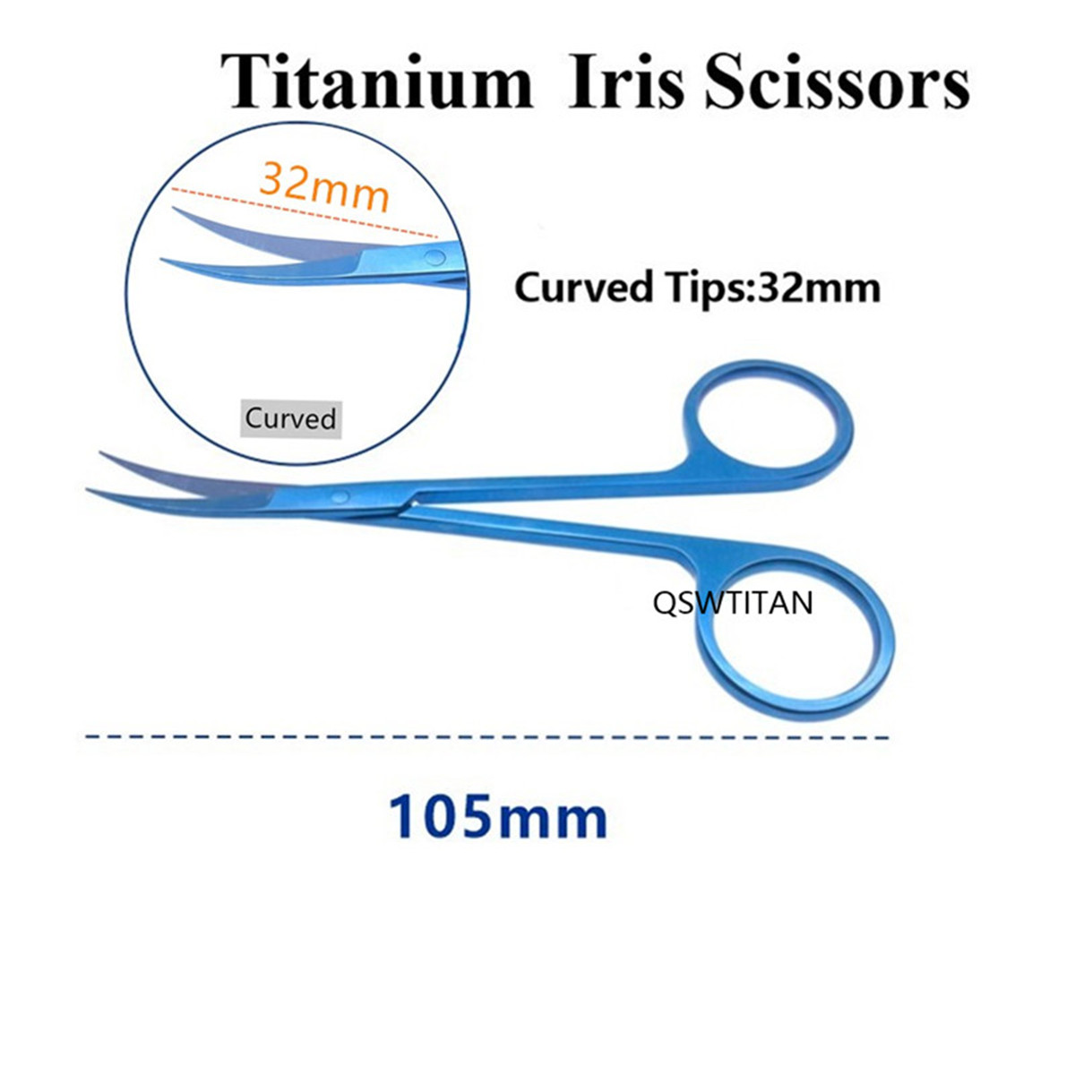 Ciseaux ophtalmiques à Iris, chirurgie oculaire, ciseaux pour couper les tissus, instrument chirurgical en titane, outil chirurgical pour animaux de compagnie, ciseaux à double paupière: Black