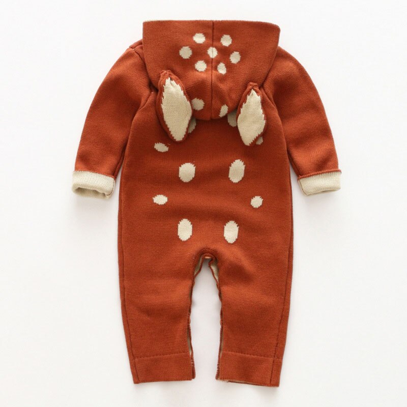 Infant Newborn Baby Toddler Boys Girls Long Sleeve Deer Hooded Jumpsuit Baby Boys Girls Rompers Clothes