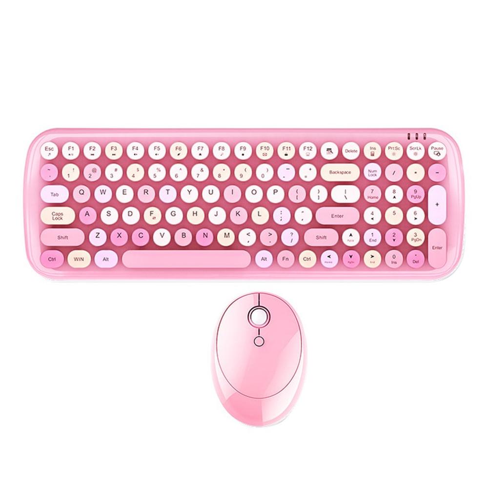 MOFii Pink Wireless Keyboard Mouse Set Home Office Use USB Keyboard Optical Mouse Mixed Color Version