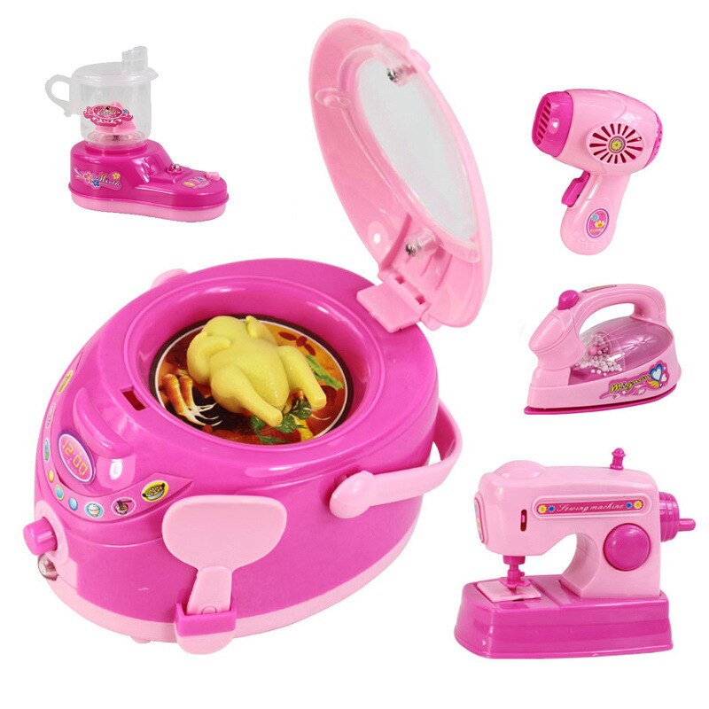 Pädagogisches Küche Spielzeug Set Rosa Haushalts Geräte Kinder Pretend Spielen Toaster Staubsauger Herd Spielzeug Für Kinder Mädchen