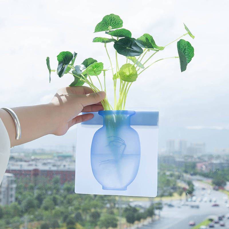 Silikone klæbrig vase let aftagelig væg og køleskab magiske blomsterplante vaser gør-det-selv boligdekoration glas spejl dekoration