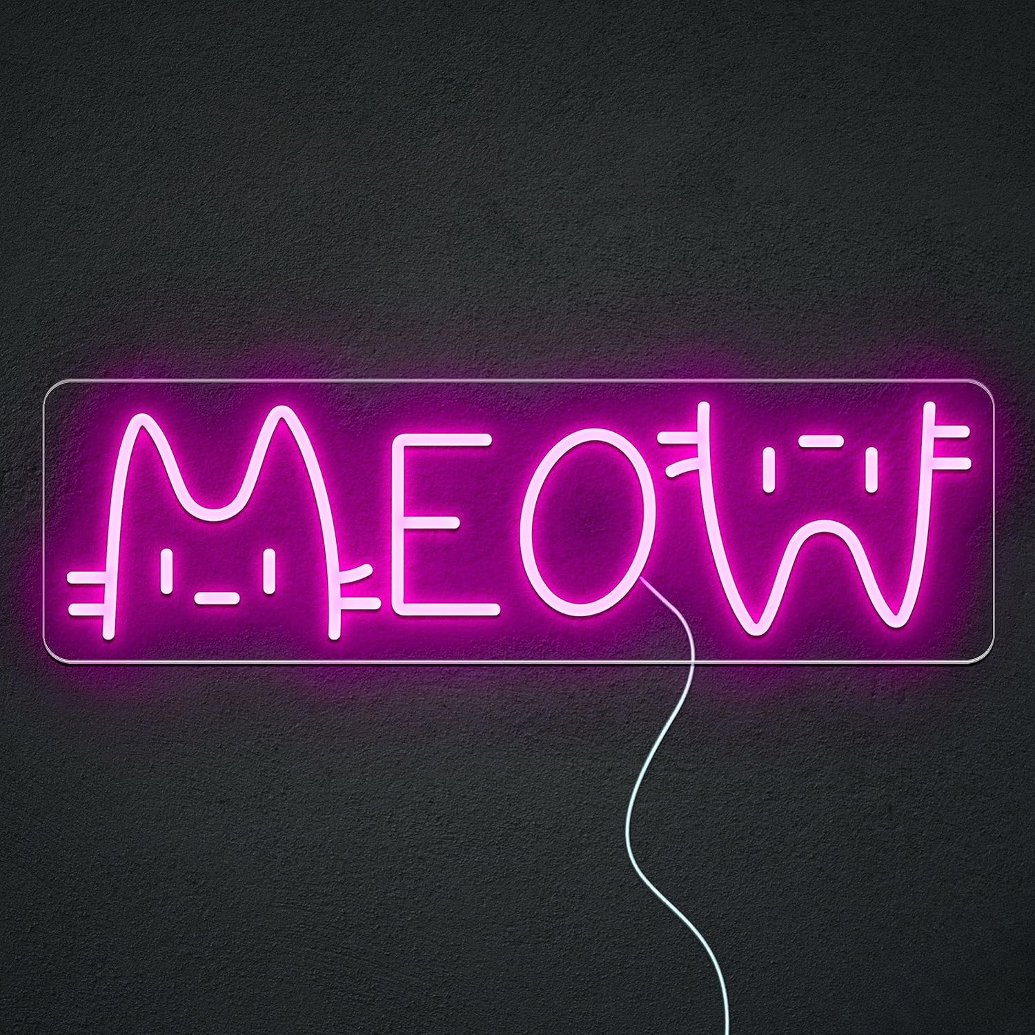 Meow enseigne au néon chat signe LED rose néon pour mur chat chambre décor éclairer signe pour fille chambre décor à la maison pour propriétaire de chat: Default Title