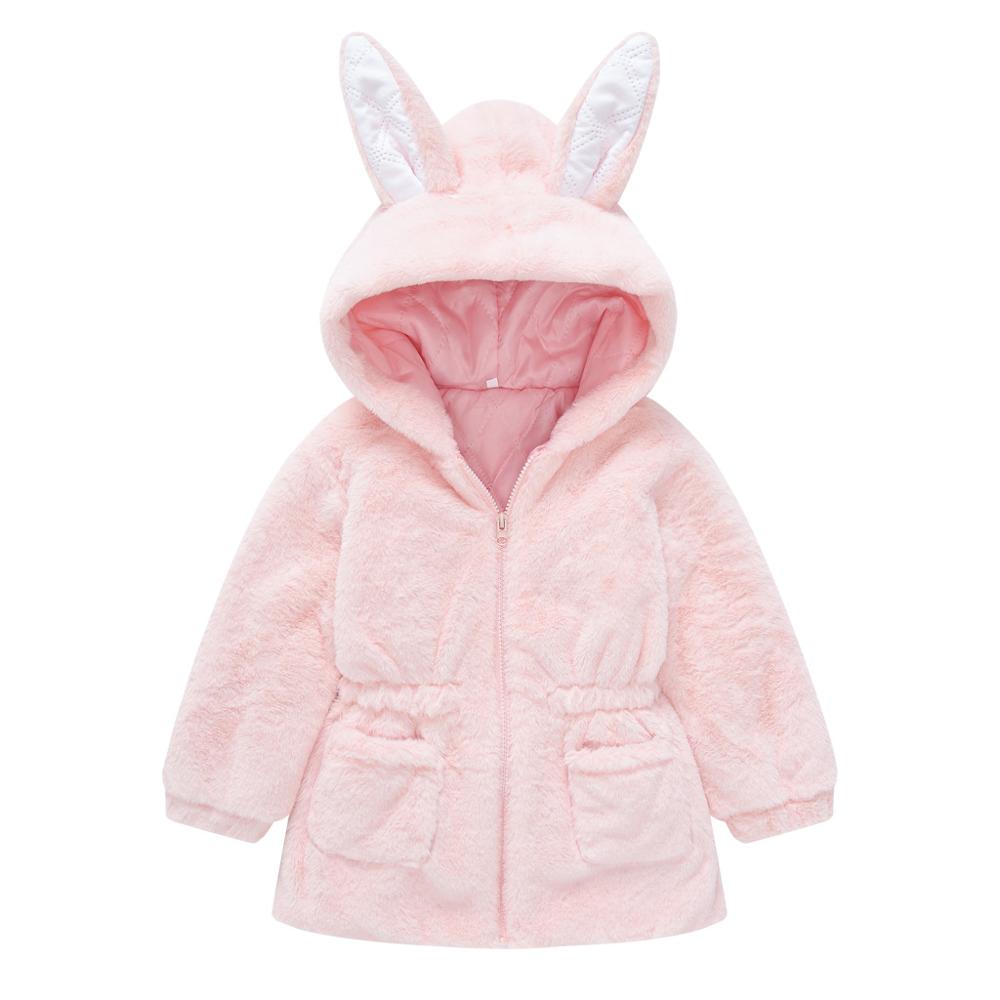 Winter Autumn Baby Girls Coat Long Sleeve Cute Rabbit Ears Jacket Hoodies Kids Clothes 2 3 4 5 6 Year Children Outerwear