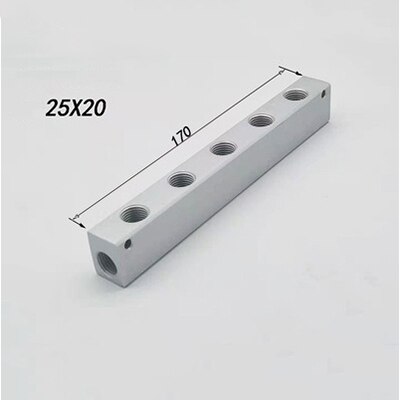 25 x 20mm 1/4 "bsp kvinnlig pneumatisk koppling snabbkoppling gasfördelare grenrörsdelare aluminiumblock för luftkompressor: 5- vägs 7- port