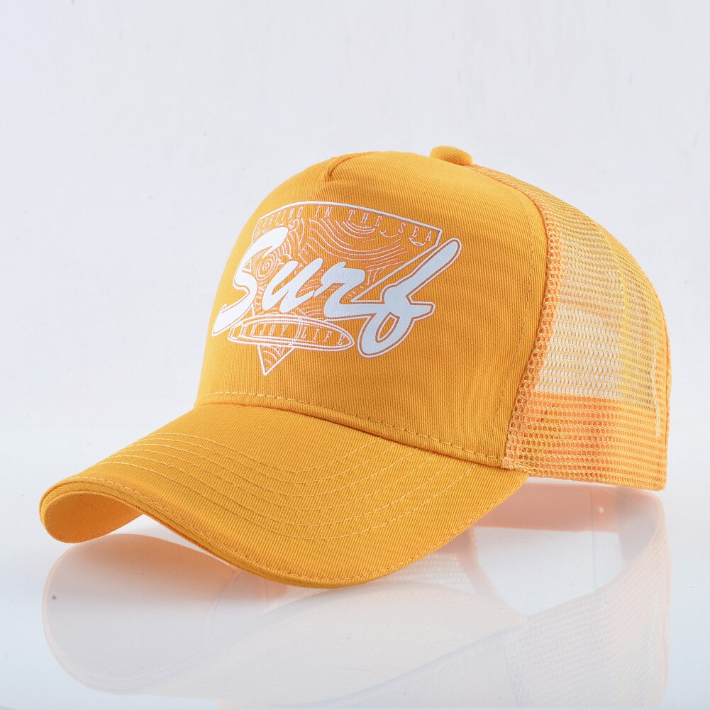 Trucker Hat Style Lettered Baseball Cap Men Outdoor Breathable Sports Cap Female Summer Sun Protection Sunbonnet Casquette: Yellow