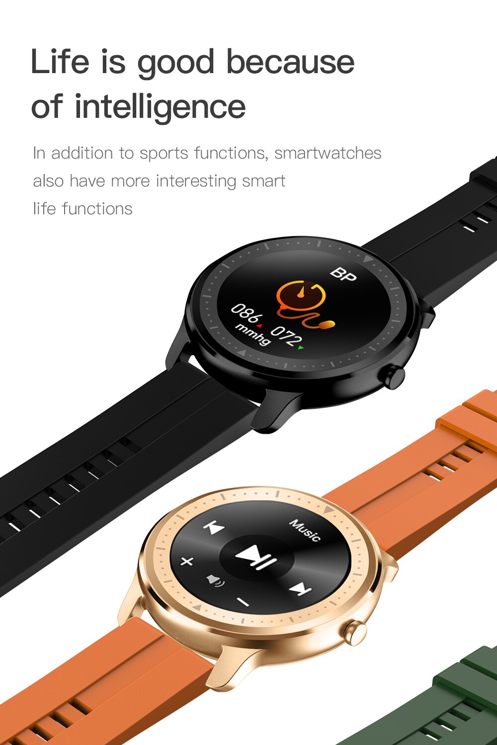 UM58 Smart Horloge Vrouwen Mannen Full Touch Fitness Tracker Bloed Zuurstof Druk Smart Klok Womenmen Gts Smartwatch Voor xiaomi