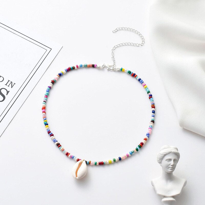 Bohemen Kleurrijke Kralen Shell Choker Ketting Voor Vrouwen Handgemaakte Verklaring Charmant Kragen Mode Zomer Strand Sieraden