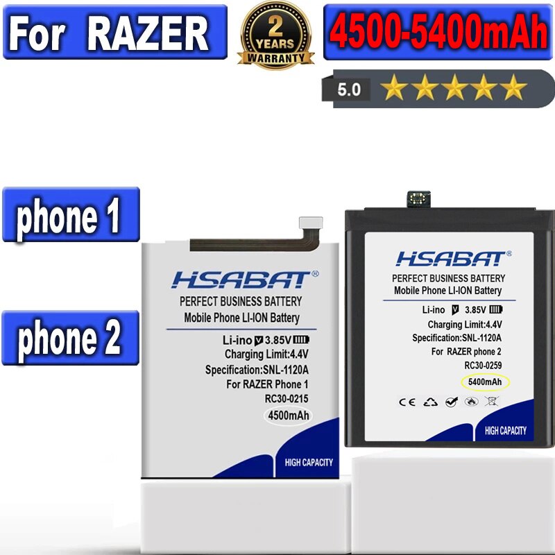 HSABAT – batterie pour RAZER phone 1 / phone 2, RC30-0215 RC30-0259 ~ 4500 mAh, 5400
