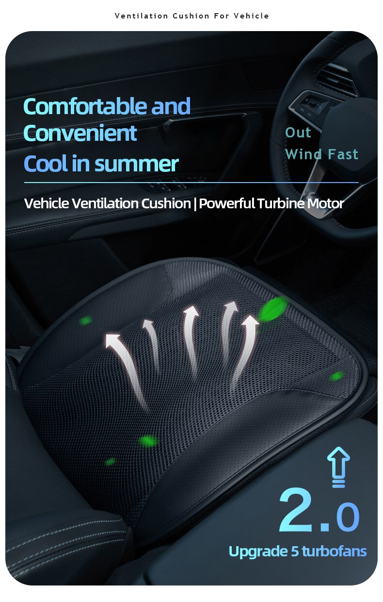 Coussin de siège de voiture universel ventilé, USB, protection de siège de voiture, Cool Pad, respirant, antidérapant, pour la maison et le bureau