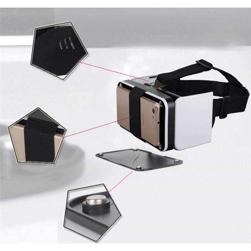 Opvouwbare vr-bril, draagbare 3d virtual reality vr slimme digitale brillen voor 3d vr-filmspellen (4.7-6 inch telefoons