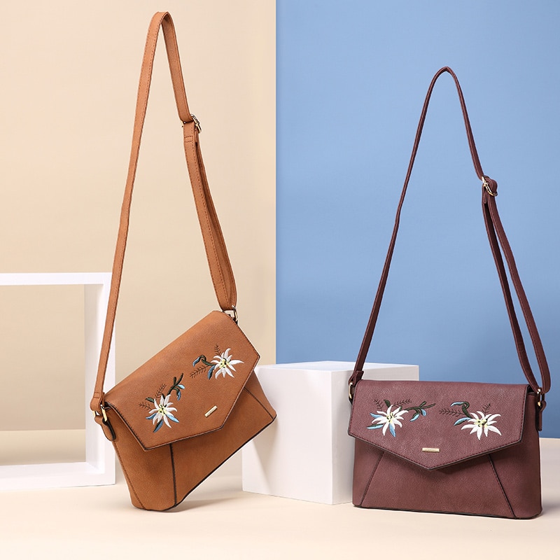 LOVEVOOK frauen schulter crossbody-tasche weibliche blume stickerei handtasche für frauen messenger taschen damen umschlag Satchel Handtasche PU