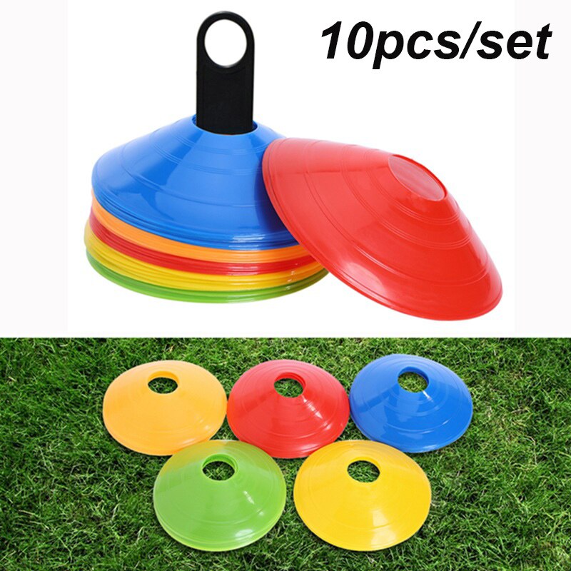 10pcs/set Soccer Training Sign Flat Pressure Resistant Cones Marker Discs Bucket Marker PE football training