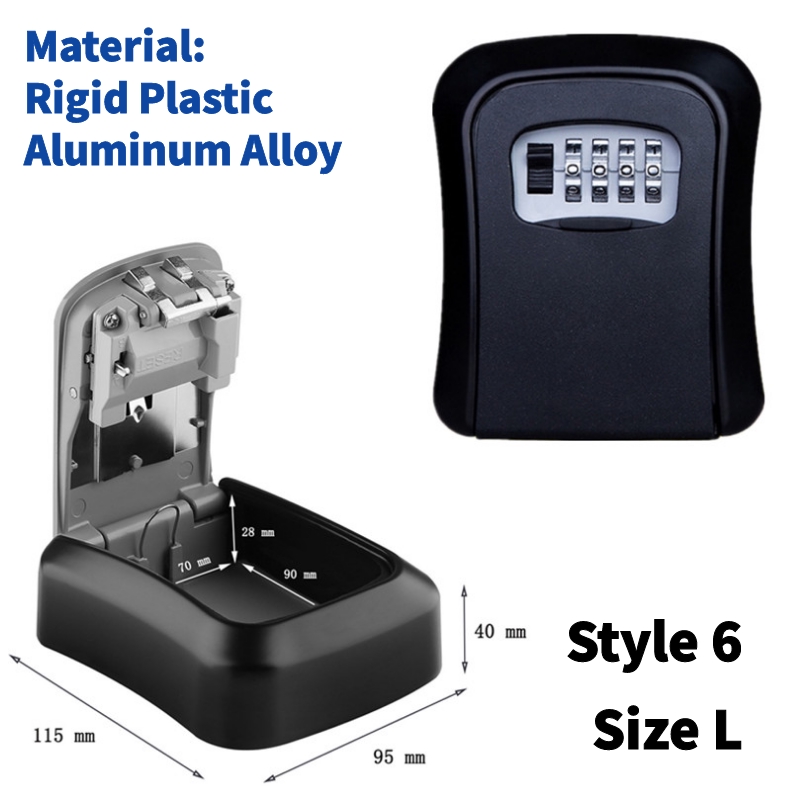 Wall Mounted Metal Alloy Key Lock Box Key Safe Box Weatherproof 4 Digit Combination Key Storage Security Lock Box Indoor Outdoor: GRAY