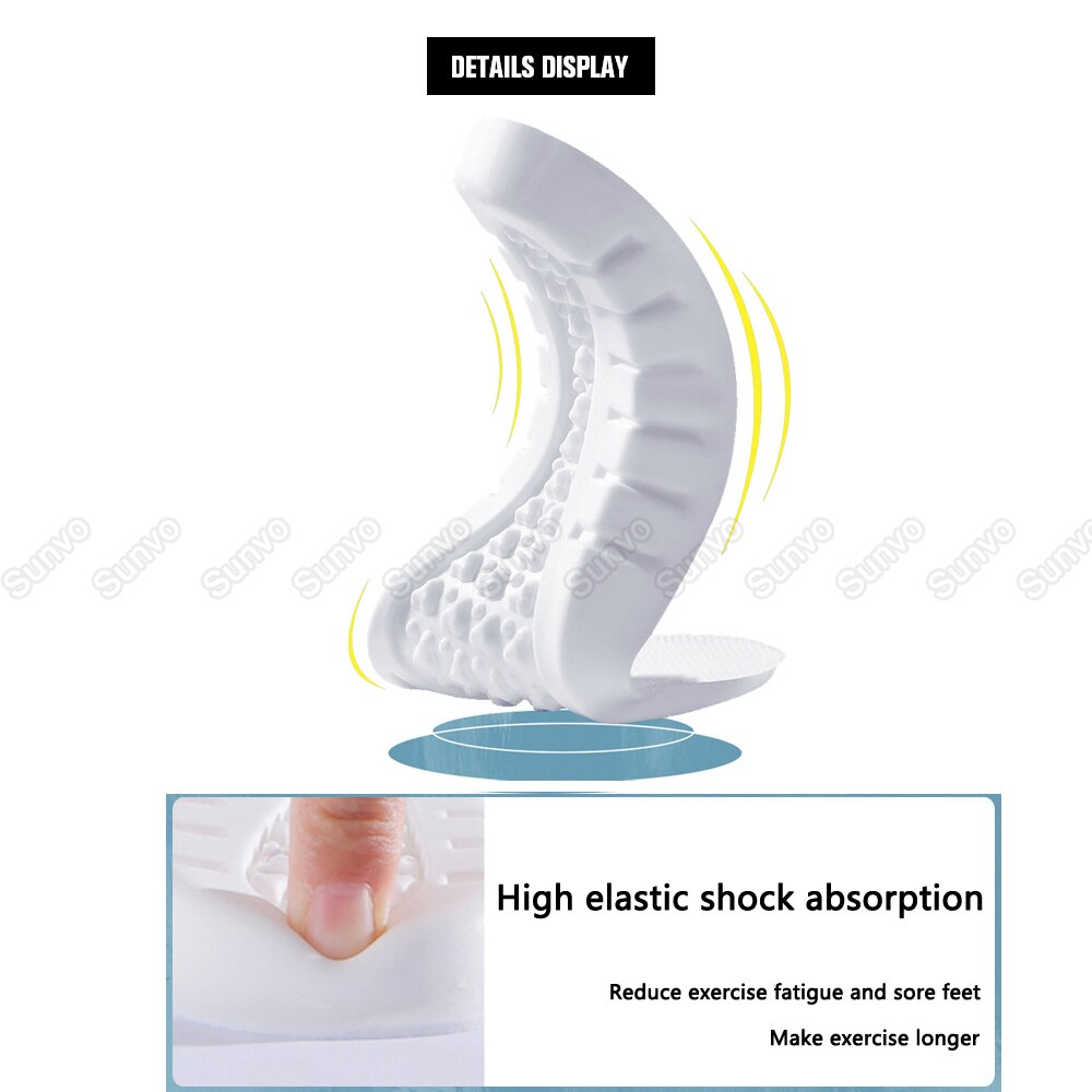 Memory Foam Insoles for Women Men Shoes Inserts High Elastic Shock Absorption Breathable Sports Insole With U-Shaped Heel Pad