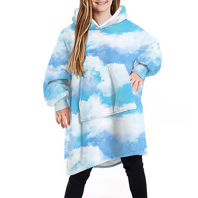 Cysincos Oversized Hoodies Sweatshirt Kinderen Winter Hoodies Fleece Tv Deken Met Mouwen Trui Oversized Kids Sweatshirts: 06