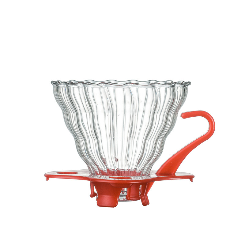 1-2 Cups Coffee Filter Set V60 Glass Coffee Dripper Coffee Sharing Pot Brew Coffee Filter Funnel Reusable Coffee Jug: Red Filter