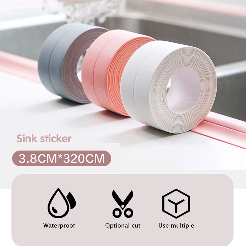 3.8cm*320cm diskbänk band tejp väggdekal badrum dusch vägg gap för heminredning självhäftande pvc vattentäta klistermärken