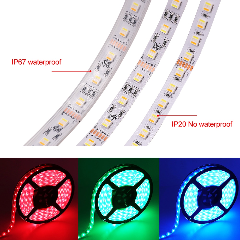 5 Colors in 1 Chip LED Strip 12V 24V RGBW RGBWW RGBCCT 30LEDs/M 60LEDs/M 96LED/M Waterproof LED Tape Flexible LED Ribbon ,5M