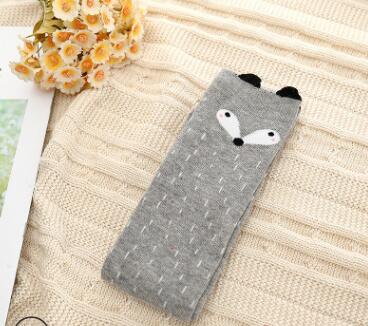 Kinderen Cartoon Sokken Katoen Been Warm Leuke Meisjes Knie Hoge Sok Joker Half Tube Sokken Zijde Vos Beer Patroon kniehoge: Gray fox high