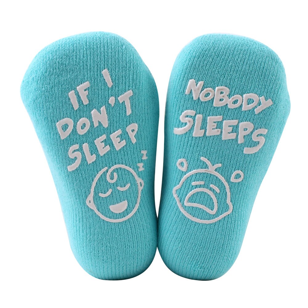 Calcetines para bebé con frases bonitas, de algodón, para niños y niñas, calzado cálido antideslizante, accesorios para bebé, para niños, color blanco: Azul