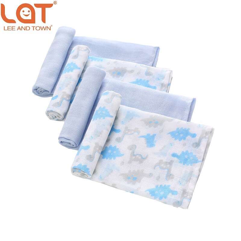 4 Stk/doos Baby Boy Meisjes Pasgeborenen Katoenen Mousseline Vierkante Wasbare Premium Herbruikbare Nappy Luiers Doekjes Bad Doek Handdoek Deken: Blue