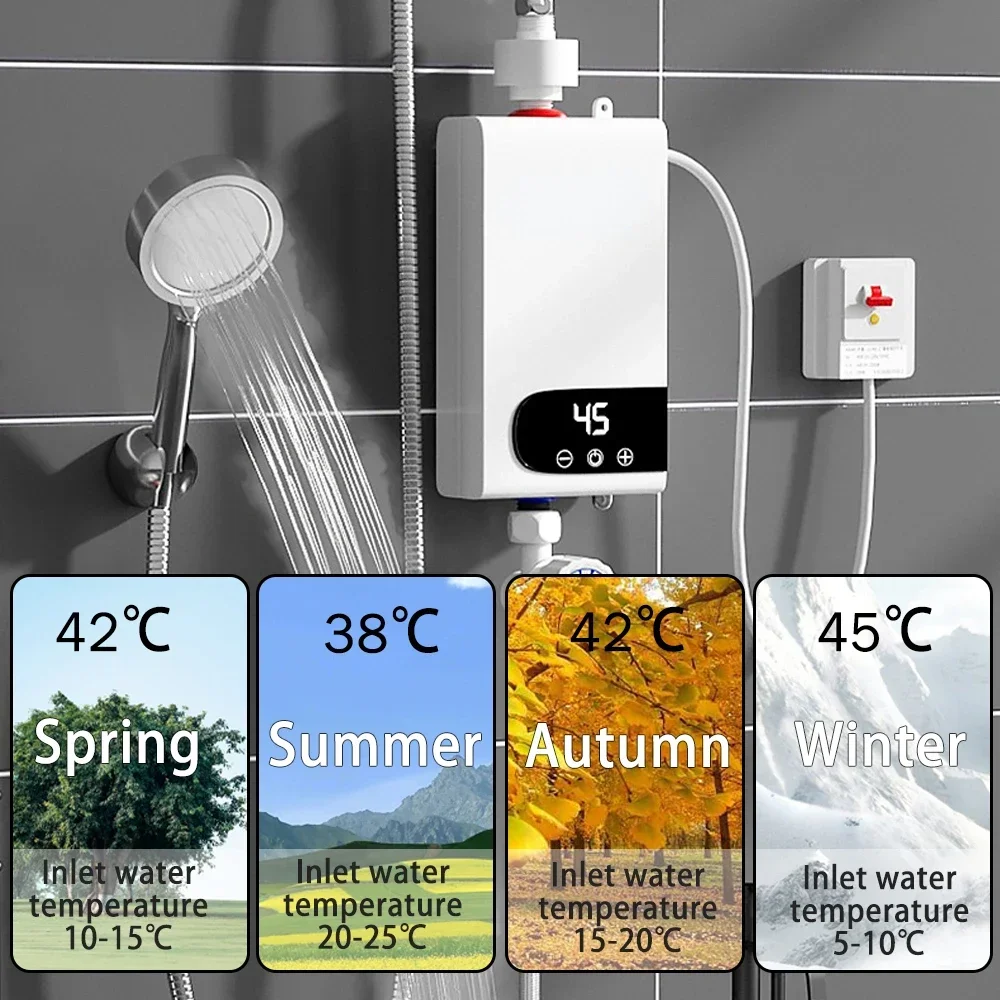 5500 W Durchlauferhitzer, 220 V, tragbare elektrische Heizungen für Badezimmer, Warmwasser, Dusche und Heizung in der Küche zu Hause
