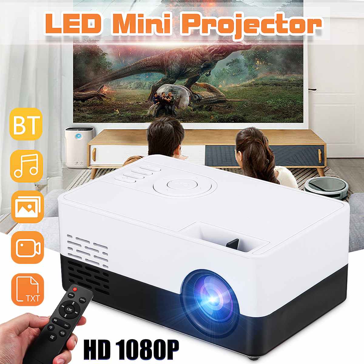 Tragbare EU Mini Volle HD Projektor 1080P LED Beamer Heimat Kino Theater draussen Film für Party Camping