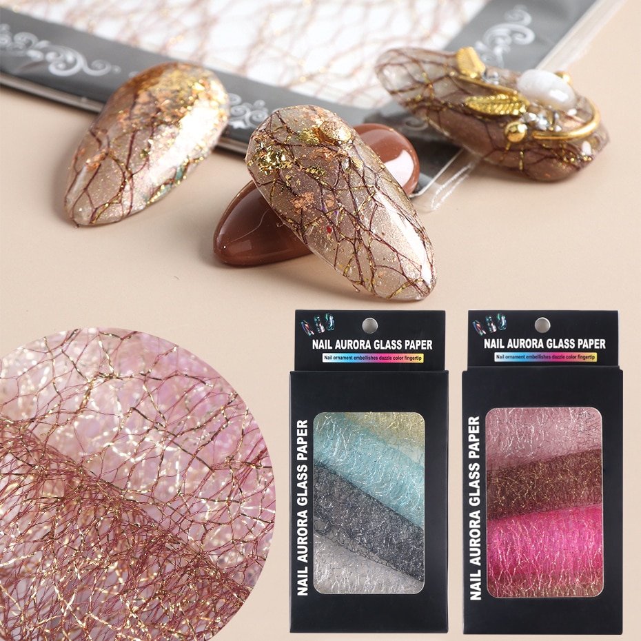 Etiqueta engomada de uñas de malla en 3D de plata dorada calcomanías de cinta de línea de malla hueca de encaje para broncear uñas calcomanías esmaltadas decoraciones de manicura SA1566